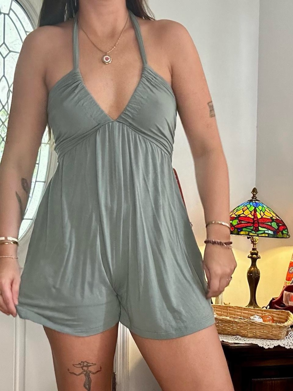 Halter Romper in Sage Green